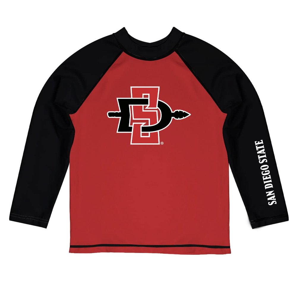 Vive La Fete San Diego State University Rash Guards for Kids, Infants and Toddlers with College Logo - Polyester, Moisture Wicking Soft Fabric