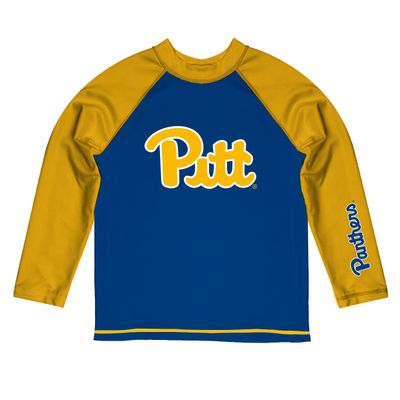 Vive La Fete University of Pittsburgh Rash Guards for Kids, Infants and Toddlers with College Logo - Polyester, Moisture Wicking Soft Fabric