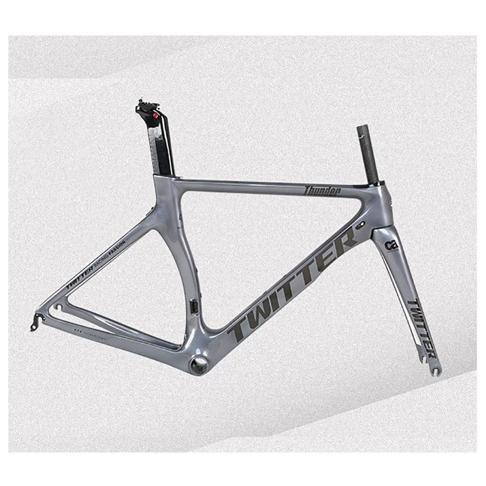 HIMALO Carbon Fiber Road Bike Frameset 46/48/50/52/54cm Wind Breaking Racing Frame Internal Routing C Brake Frame Set QR 100mm/130mm (Color : Dark Gray, Size : 54cm)