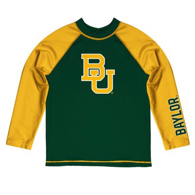 Vive La Fete Baylor Bears Rash Guards for Kids, Infants and Toddlers with College Logo - Polyester, Moisture Wicking Soft Fabric