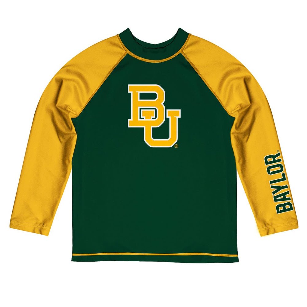 Vive La Fete Baylor Bears Rash Guards for Kids, Infants and Toddlers with College Logo - Polyester, Moisture Wicking Soft Fabric