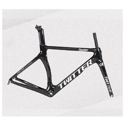 HIMALO Carbon Fiber Road Bike Frameset 46/48/50/52/54cm Wind Breaking Racing Frame Internal Routing C Brake Frame Set QR 100mm/130mm (Color : Black Silver, Size : 46cm)