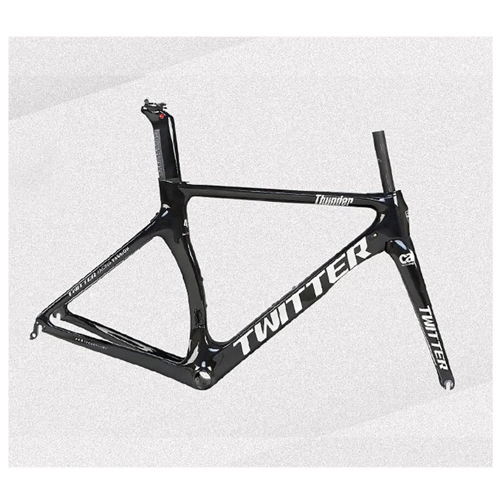 HIMALO Carbon Fiber Road Bike Frameset 46/48/50/52/54cm Wind Breaking Racing Frame Internal Routing C Brake Frame Set QR 100mm/130mm (Color : Black Silver, Size : 46cm)