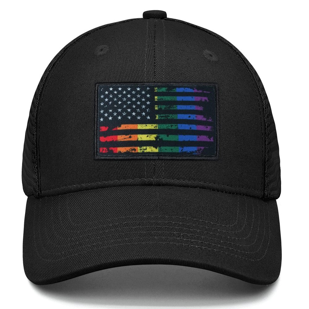 American Flag Hat Pride Hat LGBT Baseball Cap USA Trucker Hats Black Snapback Rainbow Hats Adjustable Gifts for Men Women