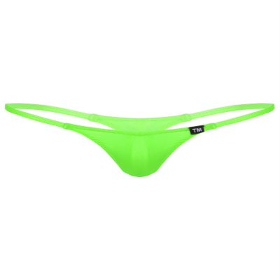 Vxuxlje Men''s Sexy Thongs Underwear Solid Color Stretchy Low Rise Micro G-String Underpants Green Large