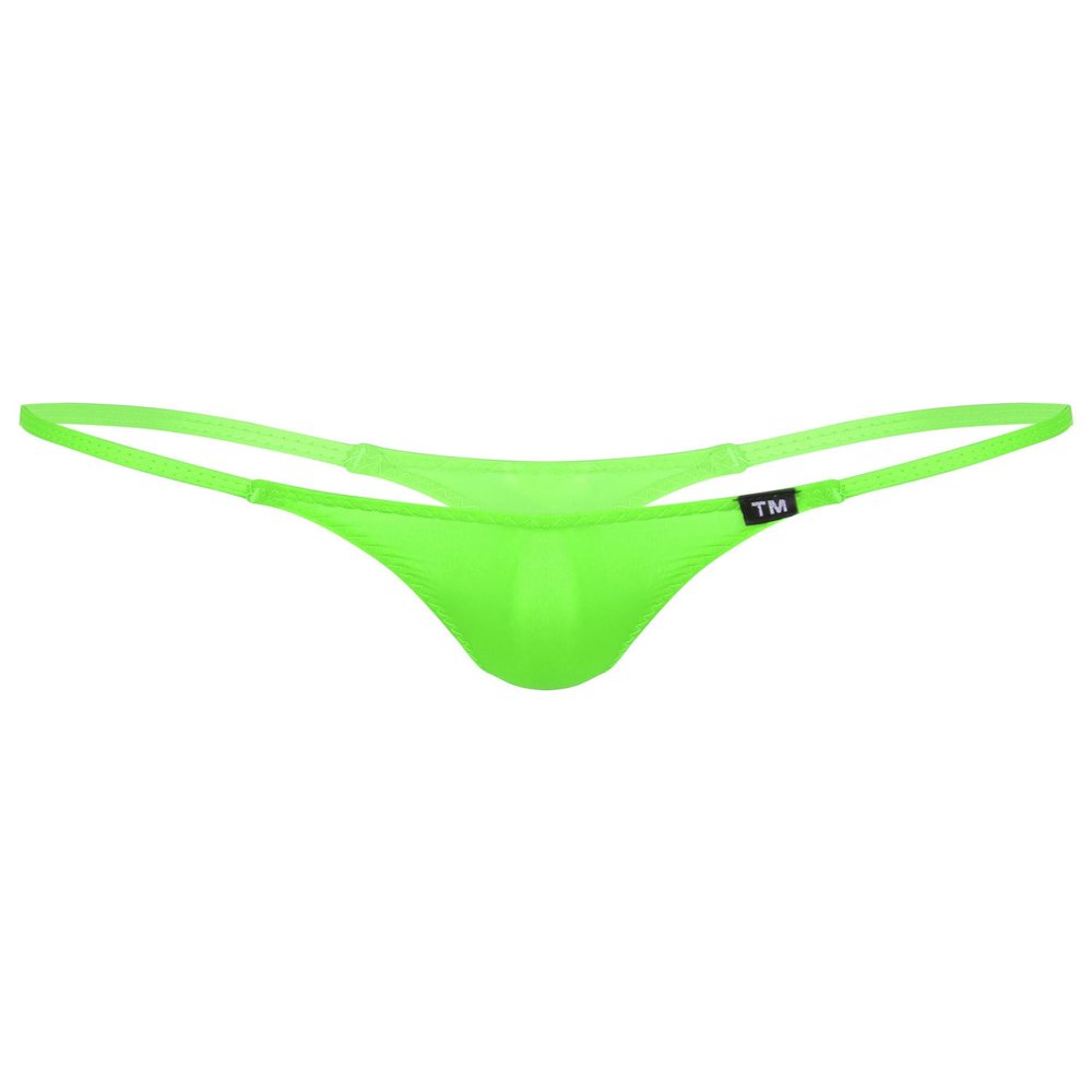 Vxuxlje Men''s Sexy Thongs Underwear Solid Color Stretchy Low Rise Micro G-String Underpants Green Large