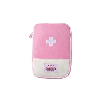 Katutude Empty First Aid Bag Mini First Aid Pouch Potable Emergency Medical Bag Medicine Storage Organizer Travel Size Survival Kit for School, Car, Hiking, Camping, Cycling - 18x13x2cm/Pink