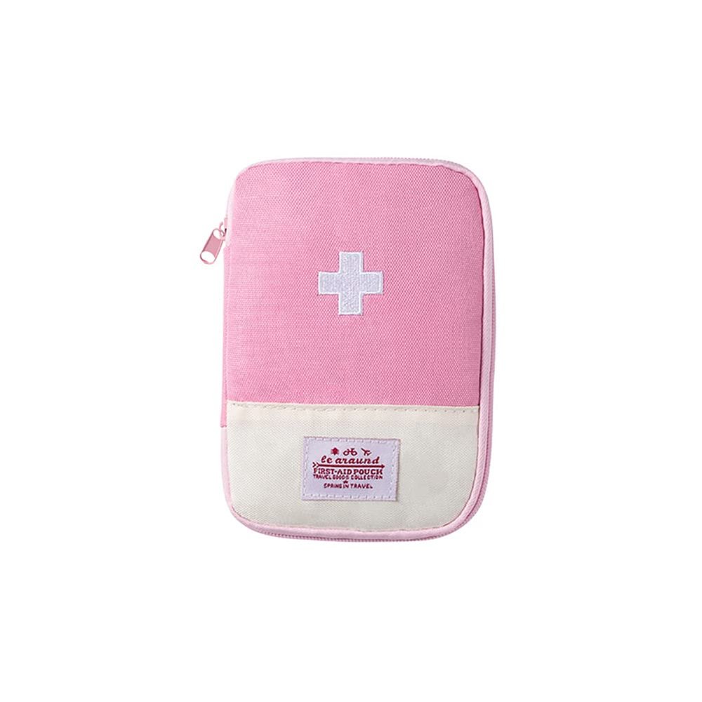 Katutude Empty First Aid Bag Mini First Aid Pouch Potable Emergency Medical Bag Medicine Storage Organizer Travel Size Survival Kit for School, Car, Hiking, Camping, Cycling - 18x13x2cm/Pink