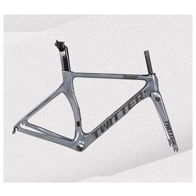HIMALO Carbon Fiber Road Bike Frameset 46/48/50/52/54cm Wind Breaking Racing Frame Internal Routing C Brake Frame Set QR 100mm/130mm (Color : Dark Gray, Size : 52cm)