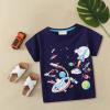 Toddler Girl Clothes Boys Spaceship Base Planet Pattern Short Sleeved T Shirt Children's Male (Dark Blue, 12-24 Months) view 2