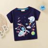 Toddler Girl Clothes Boys Spaceship Base Planet Pattern Short Sleeved T Shirt Children's Male (Dark Blue, 12-24 Months) view 4