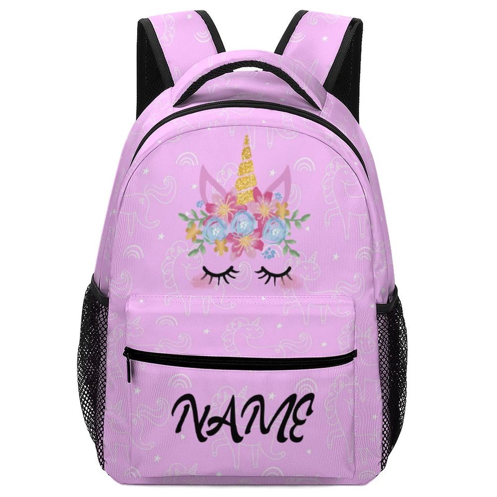 Fovanxixi Custom Cute Pink Unicorn Backpack for Kids Boys GirlsChildren Personalized Backpack with Name Text Customized Daypack Schoolbag for Student Bookbag