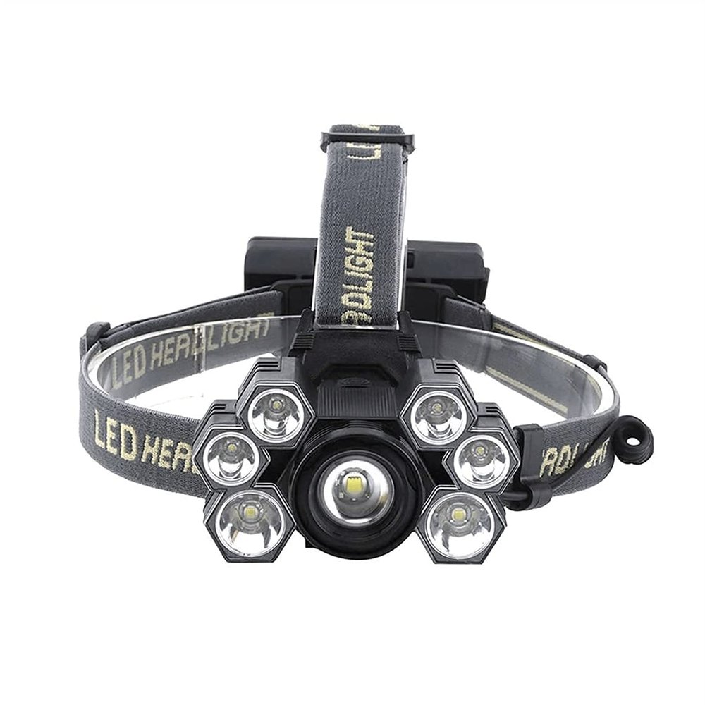 GIENEX Rechargeable Headlamp, 7 LED Headlamp Flashlight Lights, 5 Modes USB Rechargeable Waterproof Head Lamp for Outdoor Camping Cycling Running Fishing, Head Lamps for Adults