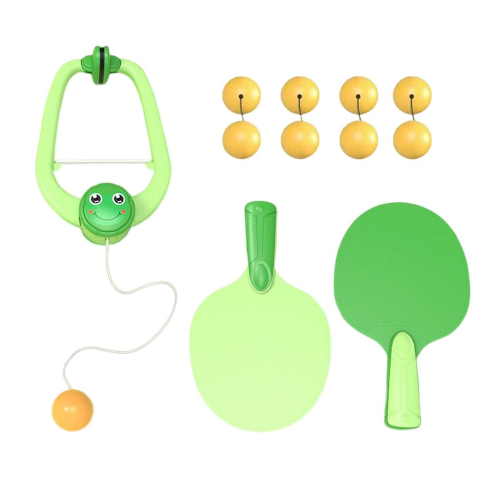 Hanging Table Tennis Parent Child Interaction Toy Hanging Pingpong Ball Training Hanging Pingpong Self Training Set for Kids Training Device, 9 Balls Green