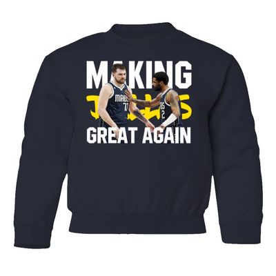 superhotapparel Doncic Irving Great Basketball Stars Dallas Fans Youth Crewneck Sweatshirt (Navy, Youth Large)