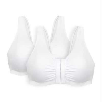 Bestform 5006014 Comfortable Unlined Wireless Cotton Stretch Sports Bra with Front Closure