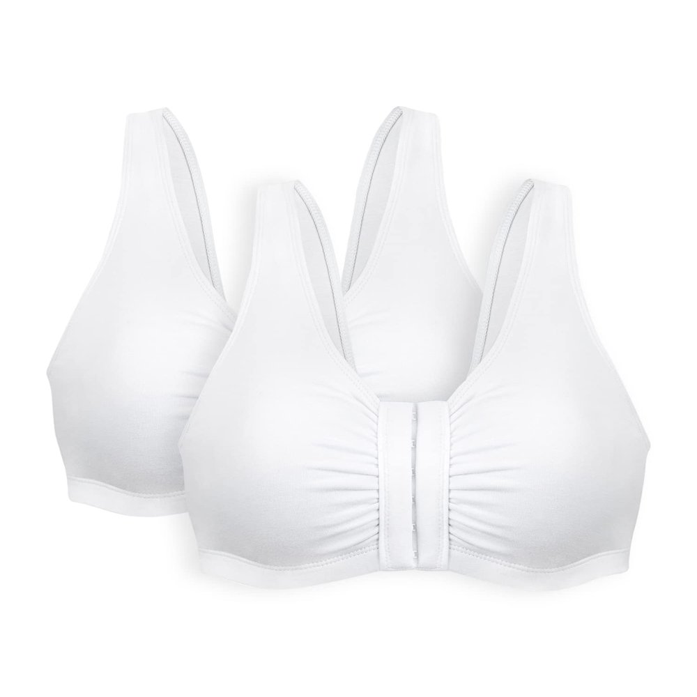 Bestform 5006014 Comfortable Unlined Wireless Cotton Stretch Sports Bra with Front Closure