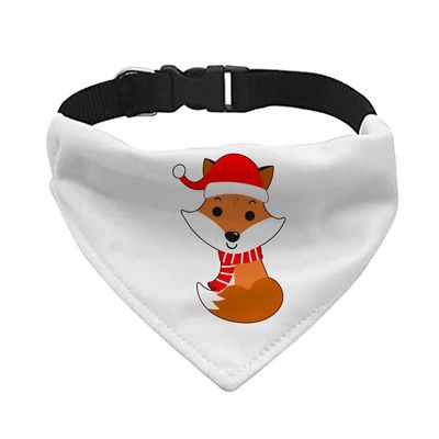 Christmas Fox Pet Bandana Collar - Kawaii Scarf Collar - Cartoon Dog Bandana - L