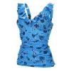 Dolfin Women's Printed Ruffle Surplice Tankini Top Armour-Capri Blue M view 1