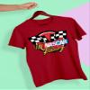 NASCAR Checkered Racing Flag Men's and Women's Short Sleeve T-Shirt (Red, Small) view 2