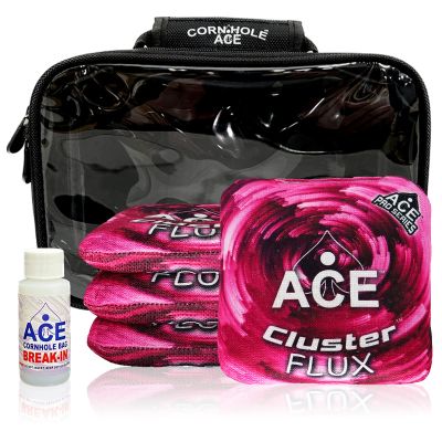 CornholeAce Cluster Flux | Pink | ACE Pro Bag Kit: 4 Bags + Break-in Kit + Carry Case | Professional Cornhole Bags Dual Sided Slick Stick All Weather