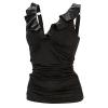 Dolfin Women's Solid Ruffle Surplice Tankini Top Black XS view 1