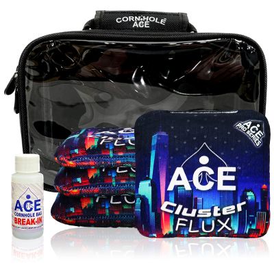 CornholeAce Cluster Flux | New York City | ACE Pro Bag Kit: 4 Bags + Break-in Kit + Carry Case | Professional Cornhole Bags Dual Sided Slick Stick All Weather
