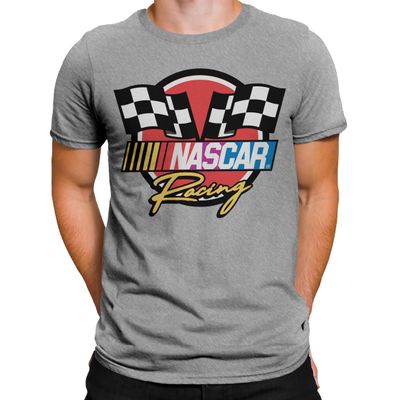 NASCAR Checkered Racing Flag Men's and Women's Short Sleeve T-Shirt (Light Grey, Small)