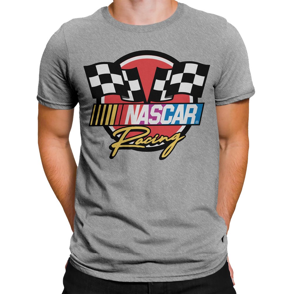 NASCAR Checkered Racing Flag Men's and Women's Short Sleeve T-Shirt (Light Grey, Small)