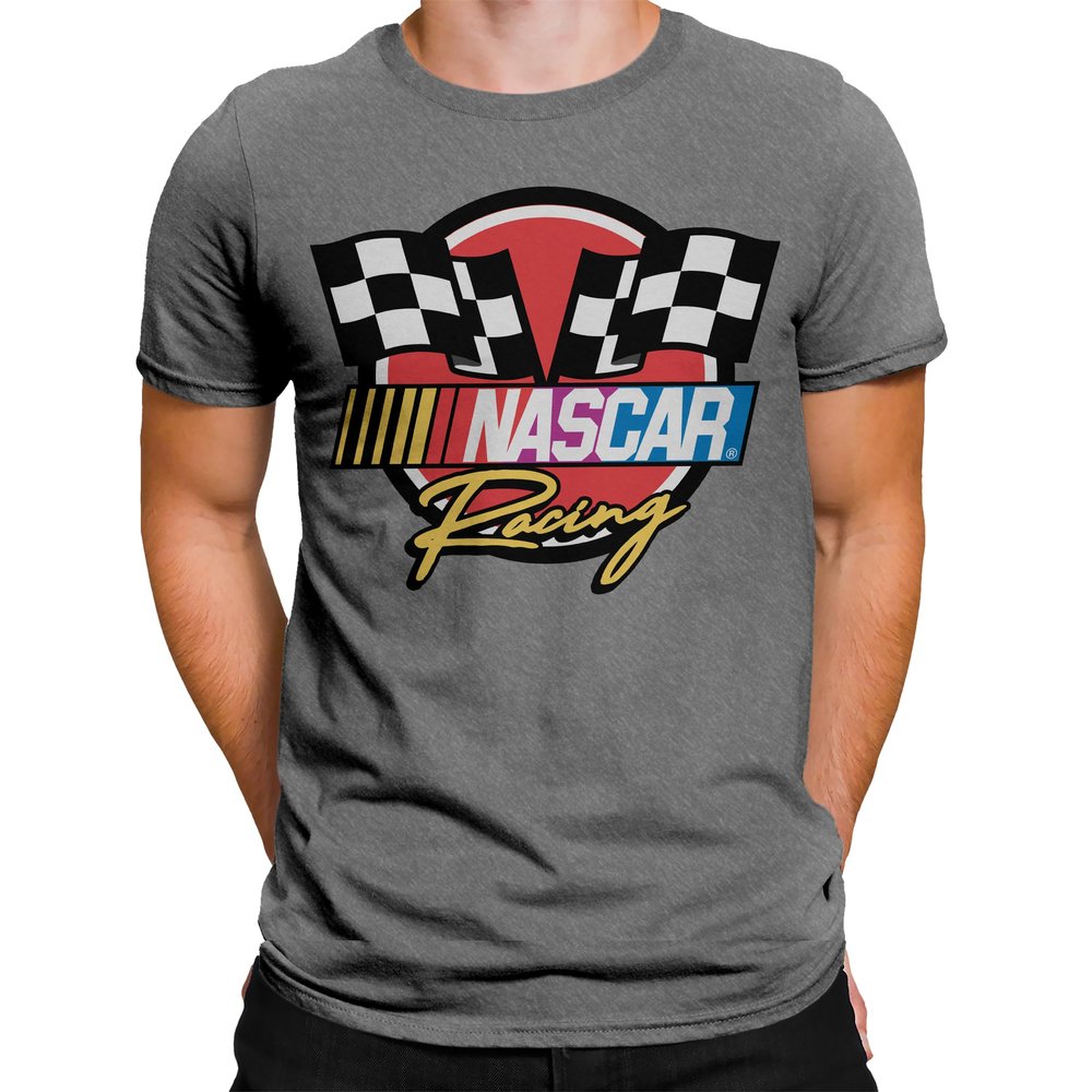 NASCAR Checkered Racing Flag Men's and Women's Short Sleeve T-Shirt (Grey, Small)