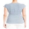 Max Studio Women's Crepe Short Sleeve Faux Wrap Top, Chambray/Ivory Simple Daisy, Large view 2