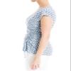 Max Studio Women's Crepe Short Sleeve Faux Wrap Top, Chambray/Ivory Simple Daisy, Large view 3