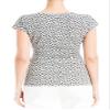 Max Studio Women's Crepe Short Sleeve Faux Wrap Top, Ivory/Black Floating Petals, Large view 2