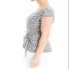 Max Studio Women's Crepe Short Sleeve Faux Wrap Top, Ivory/Black Floating Petals, Large view 3