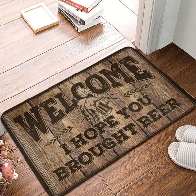 Abipuir Door Mats for Outside Entry Funny Welcome I Hope You Brought Beer Mat Funny Door Mats Outdoor Bedroom Decorations (Size : 65X90CM)