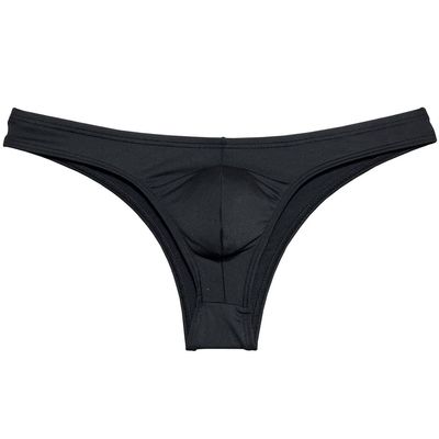Botmois Men's Cheeky Briefs Skin Feel Skimpy Underwar Skimpy Half Cut Bikini Briefs Hipster Male Lingerie Black M