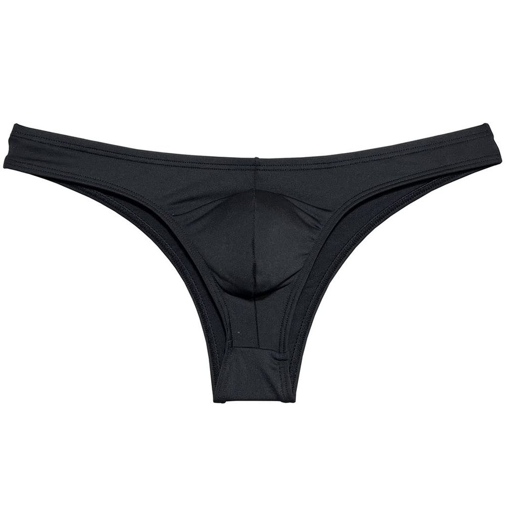 Botmois Men's Cheeky Briefs Skin Feel Skimpy Underwar Skimpy Half Cut Bikini Briefs Hipster Male Lingerie Black M