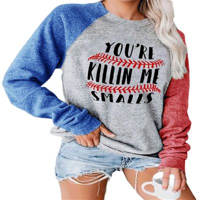 XKBHYD Women's Baseball Tees Shirts Baseball Clothing Autumn Patchwork Print Blouse Baseball Style Shirts