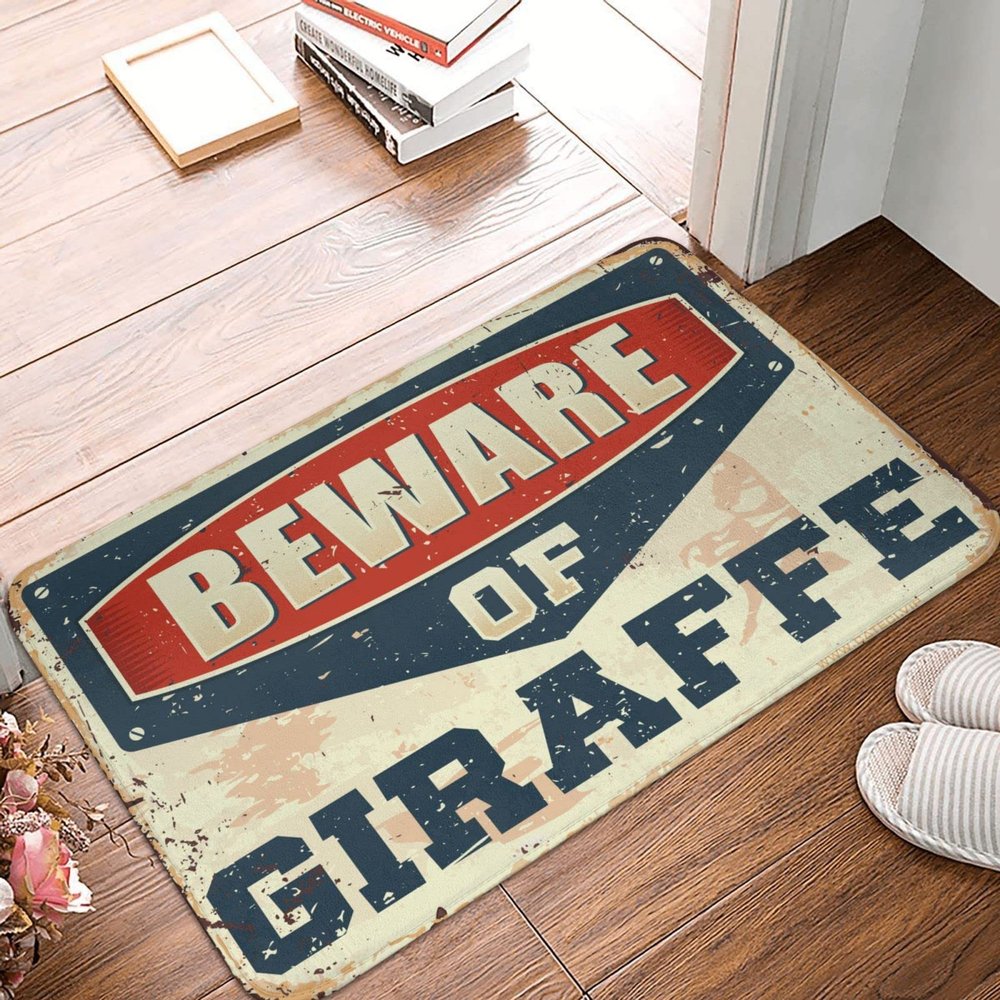 Abipuir Outside Fall Door Mat Beware of Giraffe Rug Home Sweet Home Mat Outside Decor (Size : 65X90CM)