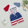 YINGISFITM 4th/Fourth of July Baby Boy Outfit Short Sleeve T Shirts Top Stars Stripes Shorts Summer Clothes Set (Block sleeve stars stripes,12-18 Months) view 2