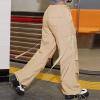 YOLAI Woman Baggy Cargo Pant Streetwear Hip Hop Overalls Trousers Mid Waist Drawstring Joggers Sweatpants with Pockets (Khaki, XS) view 3