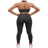 SUUKSESS Women Two Piece Seamless Ribbed Workout Sets Outfits Backless Halter Sports Bra Booty Biker Leggings (#1 Black, S) view 1