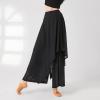 YOLAI Women's Loose Flowing Chiffon Dress Trousers Classical Dance Wide Leg Pants Dance Lightweight Colour Blocking Pants (Black, L) view 2