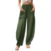YOLAI Womens Solid Color Casual Pants High Waist Wide Leg Trousers Summer Lightweight Trousers with Pockets (AG, XL) view 1