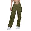 YOLAI Woman V Crosseed Baggy Cargo Pant Streetwear Hip Hop Overalls Trousers High Waist Joggers Sweatpants with Pockets (AG, S) view 1