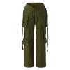 YOLAI Woman V Crosseed Baggy Cargo Pant Streetwear Hip Hop Overalls Trousers High Waist Joggers Sweatpants with Pockets (AG, S) view 4