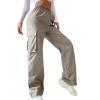 YOLAI Streetwear Hip Hop Cargo Pant for Women High Waisted Baggy Trousers Straight Leg Casual Trousers with Pockets (Grey, XL) view 1