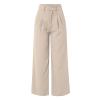 YOLAI Women Wide Leg Pants Work Business Casual High Waisted Pants Flowy Lightweight Trousers with Pockets (Beige, S) view 3
