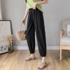 YOLAI Women Cotton Linen Jogger Sweatpants Multicolour Elastic Waist Pant Loose Lightweight Breathable Trousers (Black, S) view 2
