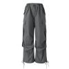 YOLAI Woman Baggy Cargo Pant Streetwear Hip Hop Overalls Trousers Mid Waist Drawstring Joggers Sweatpants with Pockets (Dark Gray, L) view 4